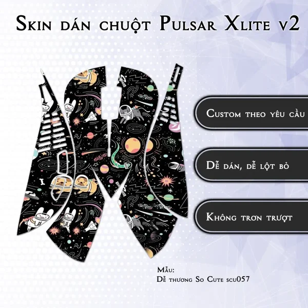 Skin dán chuột Pulsar Xlite Wireless v2 mẫu Dễ thương So Cute scu057