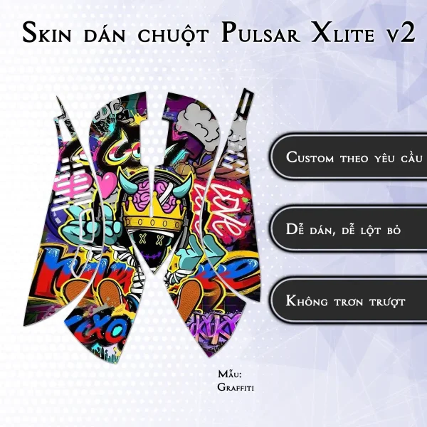 Skin dán chuột Pulsar Xlite Wireless v2 mẫu Graffiti