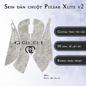 Skin dán chuột Pulsar Xlite Wireless v2 mẫu Gucci nền vân đá