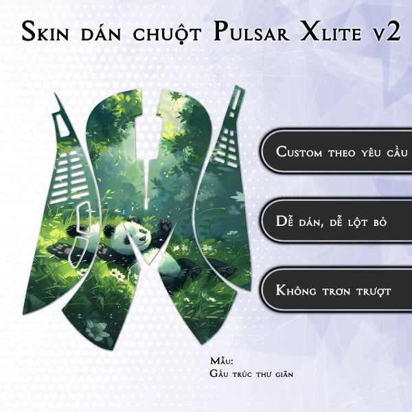 Skin dán chuột Pulsar Xlite Wireless v2 mẫu Gấu trúc thư giãn