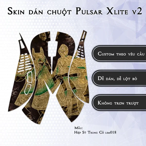 Skin dán chuột Pulsar Xlite Wireless v2 mẫu Hiệp Sỹ Trung Cổ lsm018