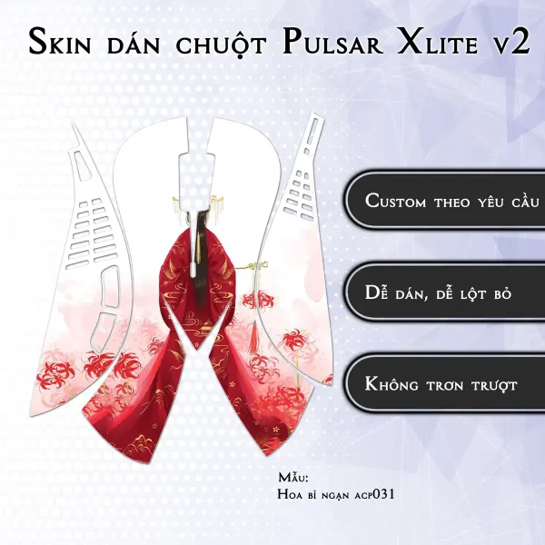 Skin dán chuột Pulsar Xlite Wireless v2 mẫu Hoa bỉ ngạn acp031