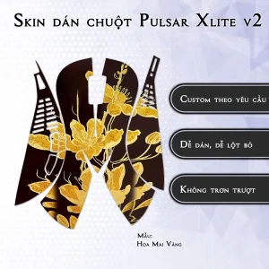 Skin dán chuột Pulsar Xlite Wireless v2 mẫu Hoa Mai Vàng