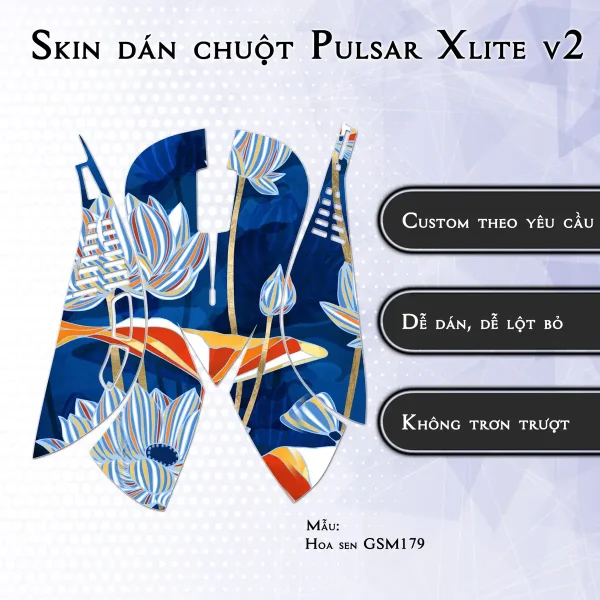 Skin dán chuột Pulsar Xlite Wireless v2 mẫu Hoa sen GSM179