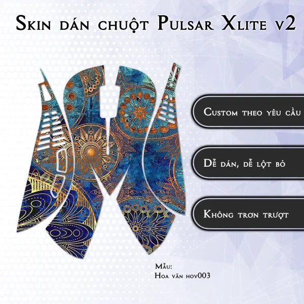 Skin dán chuột Pulsar Xlite Wireless v2 mẫu Hoa văn hov003