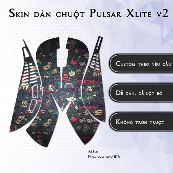Skin dán chuột Pulsar Xlite Wireless v2 mẫu Hoa văn hov006
