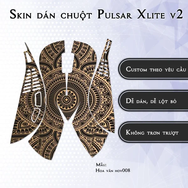 Skin dán chuột Pulsar Xlite Wireless v2 mẫu Hoa văn hov008