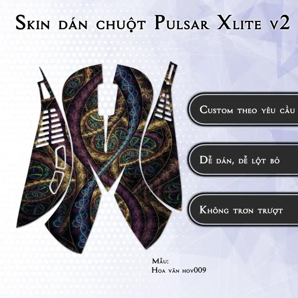 Skin dán chuột Pulsar Xlite Wireless v2 mẫu Hoa văn hov009