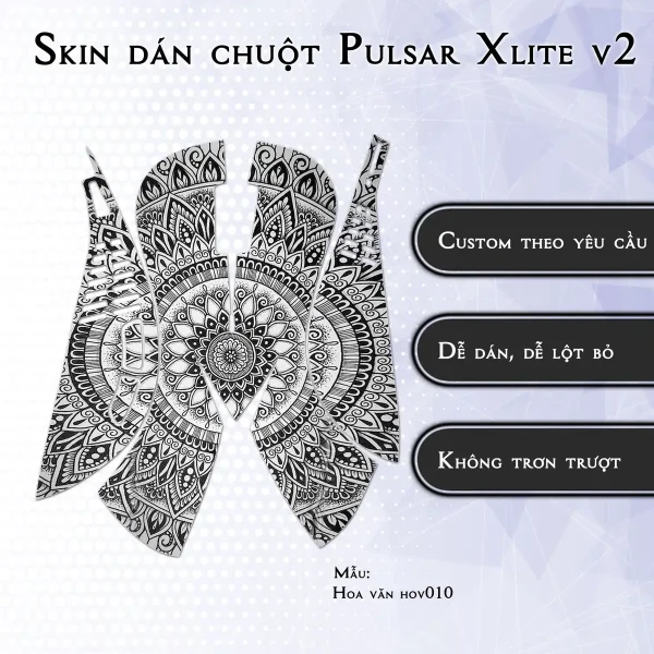 Skin dán chuột Pulsar Xlite Wireless v2 mẫu Hoa văn hov010