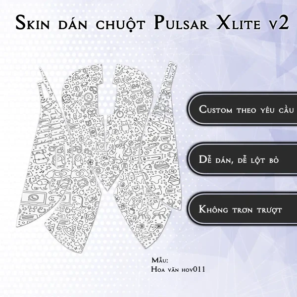 Skin dán chuột Pulsar Xlite Wireless v2 mẫu Hoa văn hov011