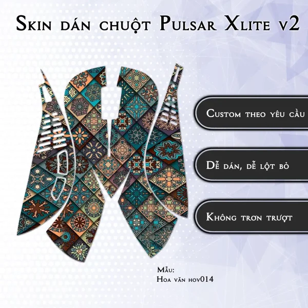 Skin dán chuột Pulsar Xlite Wireless v2 mẫu Hoa văn hov014