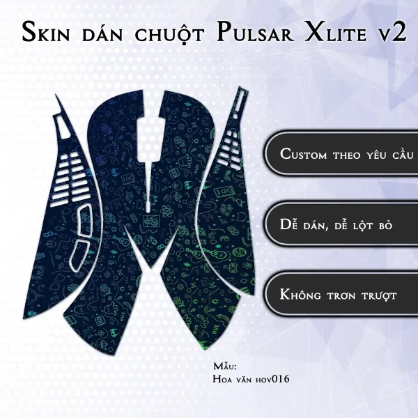 Skin dán chuột Pulsar Xlite Wireless v2 mẫu Hoa văn hov016