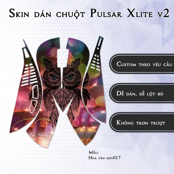 Skin dán chuột Pulsar Xlite Wireless v2 mẫu Hoa văn hov017