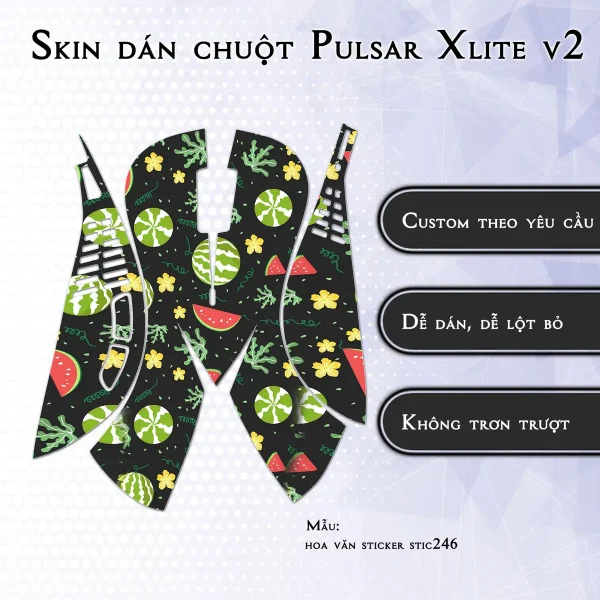 Skin dán chuột Pulsar Xlite Wireless v2 mẫu hoa văn sticker stic246