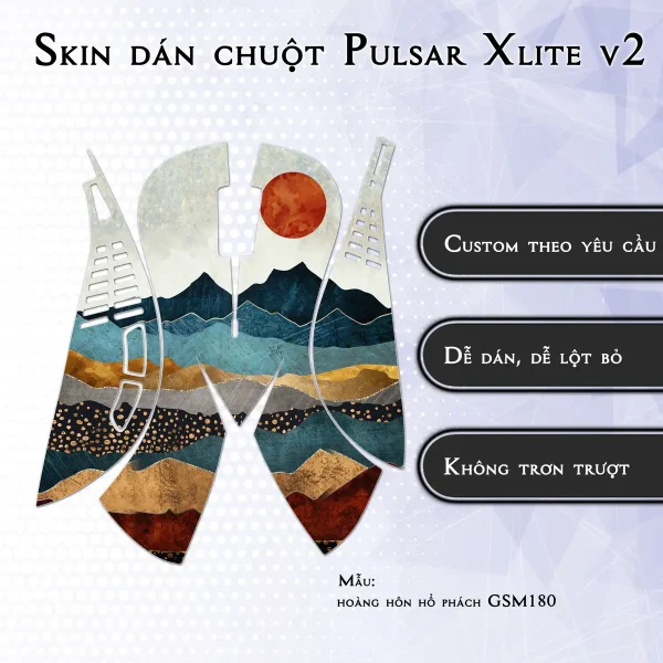 Skin dán chuột Pulsar Xlite Wireless v2 mẫu hoàng hôn hổ phách GSM180
