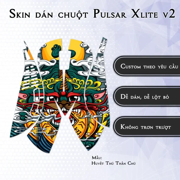Skin dán chuột Pulsar Xlite Wireless v2 mẫu Huyết Thú Thần Chú