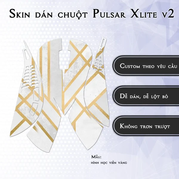 Skin dán chuột Pulsar Xlite Wireless v2 mẫu hình học viền vàng