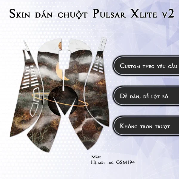 Skin dán chuột Pulsar Xlite Wireless v2 mẫu Hệ mặt trời GSM194