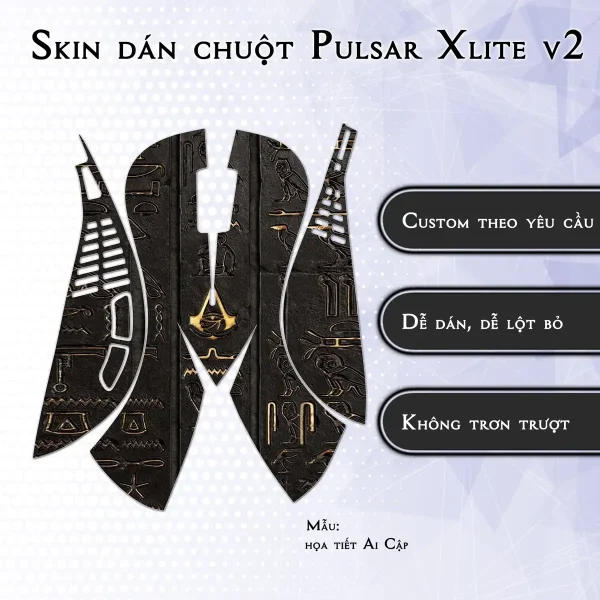 Skin dán chuột Pulsar Xlite Wireless v2 mẫu họa tiết Ai Cập