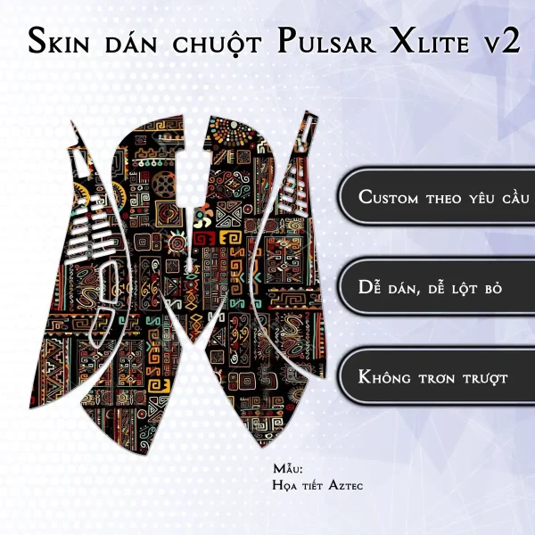 Skin dán chuột Pulsar Xlite Wireless v2 mẫu Họa tiết Aztec