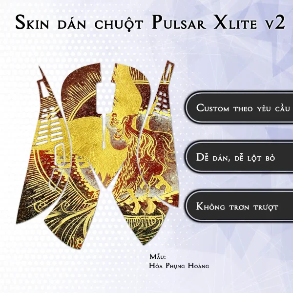 Skin dán chuột Pulsar Xlite Wireless v2 mẫu Hỏa Phụng Hoàng