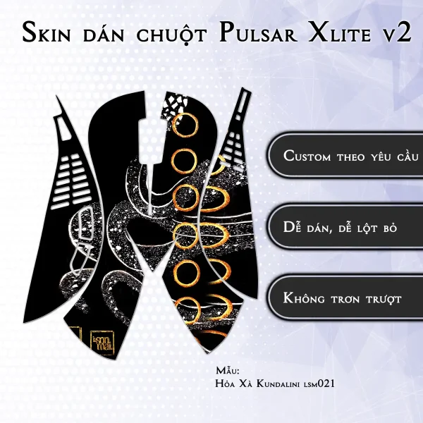 Skin dán chuột Pulsar Xlite Wireless v2 mẫu Hỏa Xà Kundalini lsm021