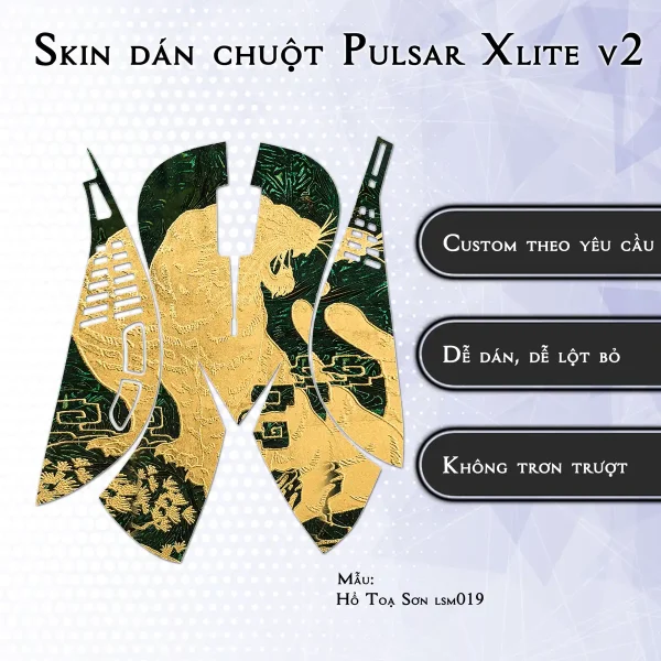 Skin dán chuột Pulsar Xlite Wireless v2 mẫu Hổ Toạ Sơn lsm019