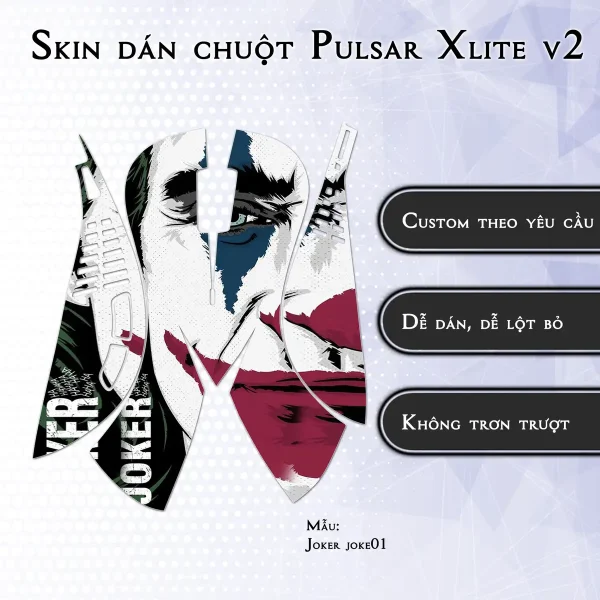 Skin dán chuột Pulsar Xlite Wireless v2 mẫu Joker joke01