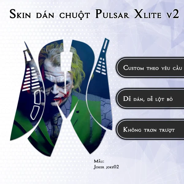 Skin dán chuột Pulsar Xlite Wireless v2 mẫu Joker joke02