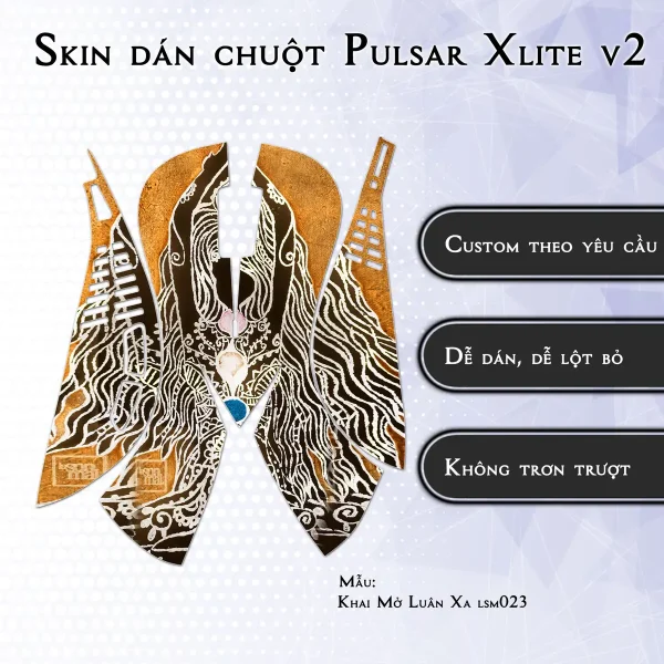 Skin dán chuột Pulsar Xlite Wireless v2 mẫu Khai Mở Luân Xa lsm023