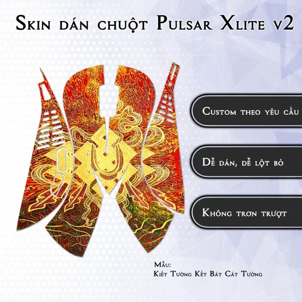 Skin dán chuột Pulsar Xlite Wireless v2 mẫu Kiết Tường Kết Bát Cát Tường