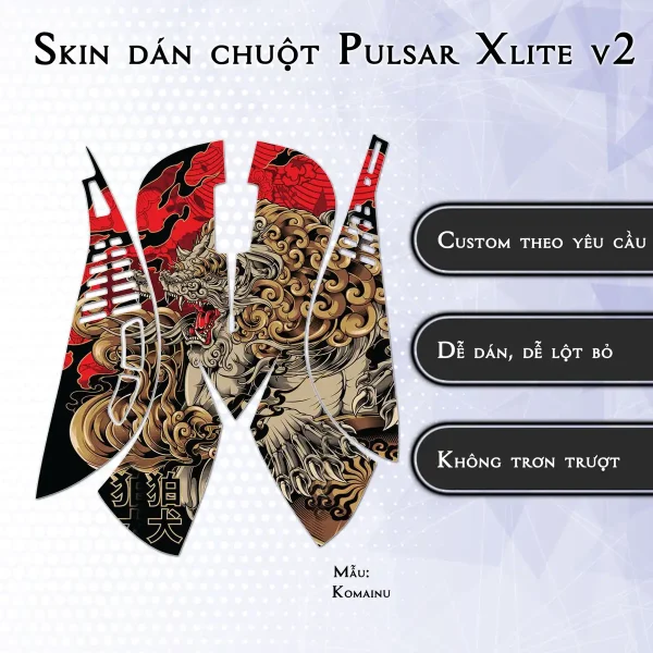 Skin dán chuột Pulsar Xlite Wireless v2 mẫu Komainu