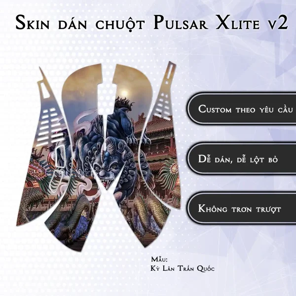 Skin dán chuột Pulsar Xlite Wireless v2 mẫu Kỳ Lân Trấn Quốc