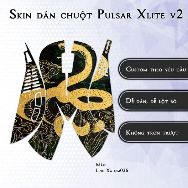 Skin dán chuột Pulsar Xlite Wireless v2 mẫu Linh Xà lsm026