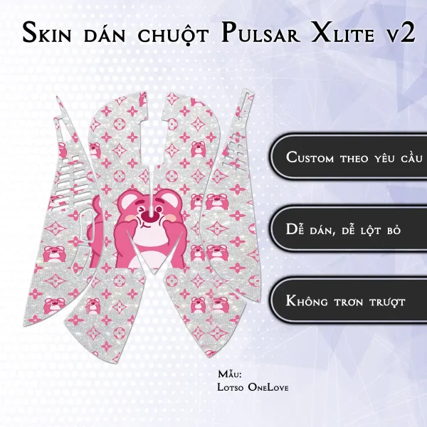 Skin dán chuột Pulsar Xlite Wireless v2 mẫu Lotso OneLove