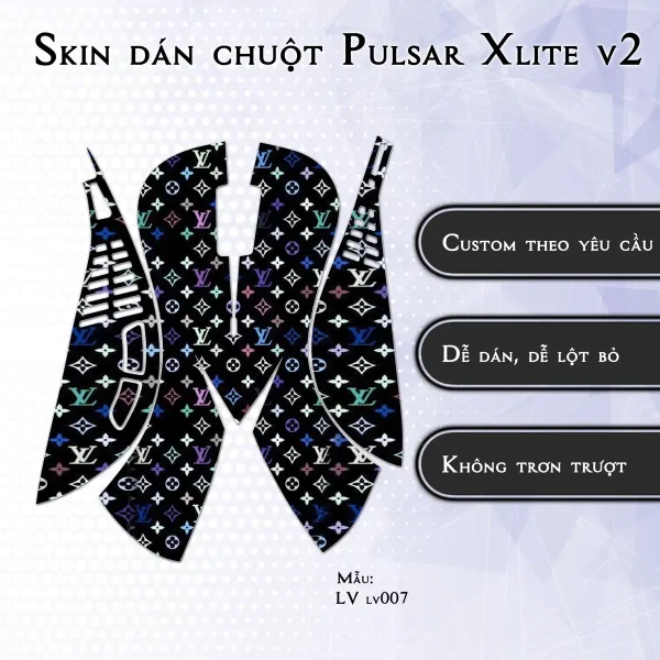 Skin dán chuột Pulsar Xlite Wireless v2 mẫu LV lv007