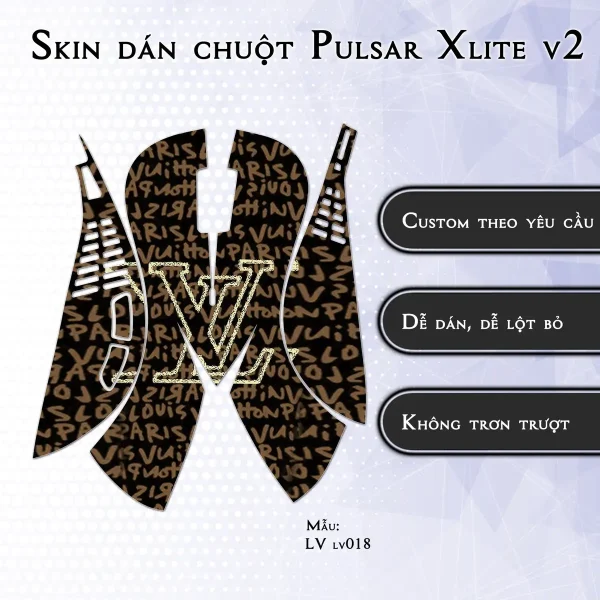 Skin dán chuột Pulsar Xlite Wireless v2 mẫu LV lv018