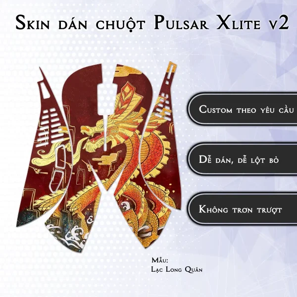 Skin dán chuột Pulsar Xlite Wireless v2 mẫu Lạc Long Quân