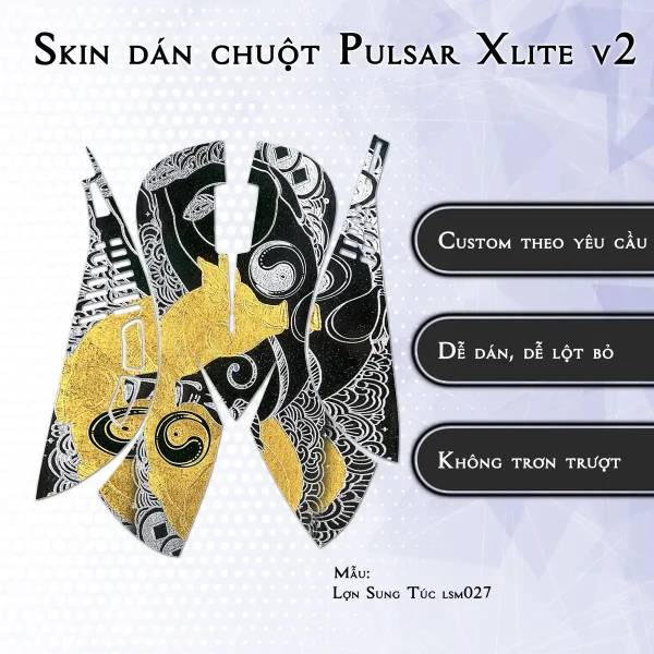 Skin dán chuột Pulsar Xlite Wireless v2 mẫu Lợn Sung Túc lsm027