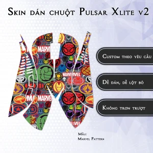 Skin dán chuột Pulsar Xlite Wireless v2 mẫu Marvel Pattern