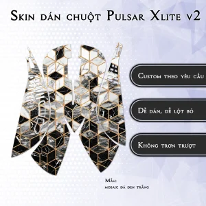 Skin dán chuột Pulsar Xlite Wireless v2 mẫu mosaic đá đen trắng
