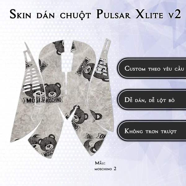 Skin dán chuột Pulsar Xlite Wireless v2 mẫu moschino 2