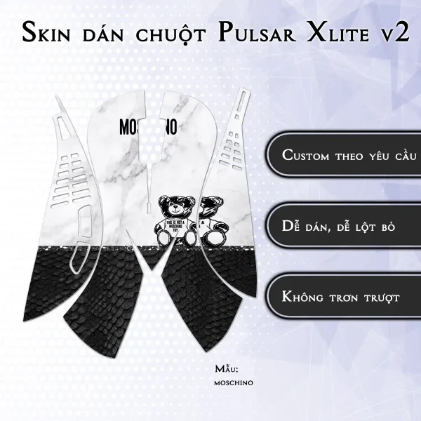 Skin dán chuột Pulsar Xlite Wireless v2 mẫu moschino