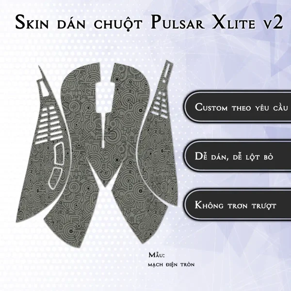 Skin dán chuột Pulsar Xlite Wireless v2 mẫu mạch điện tròn