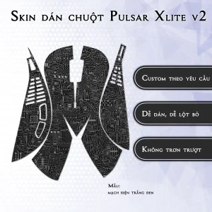 Skin dán chuột Pulsar Xlite Wireless v2 mẫu mạch điện trắng đen