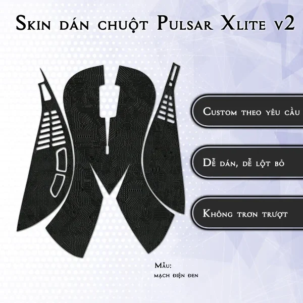 Skin dán chuột Pulsar Xlite Wireless v2 mẫu mạch điện đen