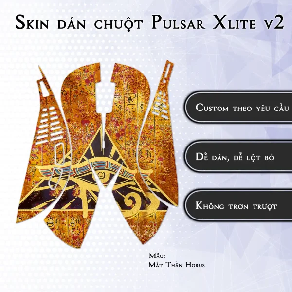 Skin dán chuột Pulsar Xlite Wireless v2 mẫu Mắt Thần Horus