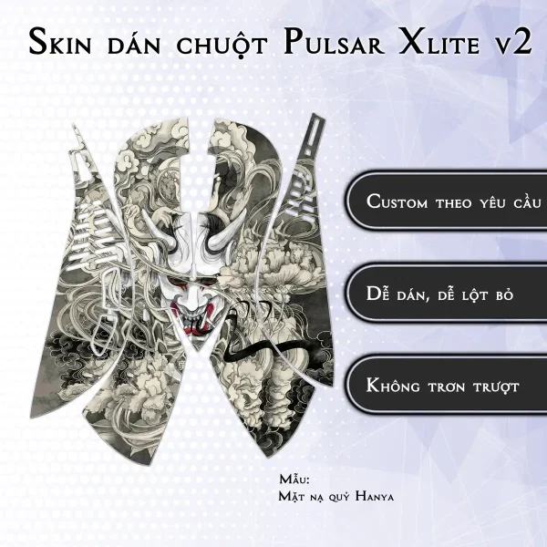 Skin dán chuột Pulsar Xlite Wireless v2 mẫu Mặt nạ quỷ Hanya