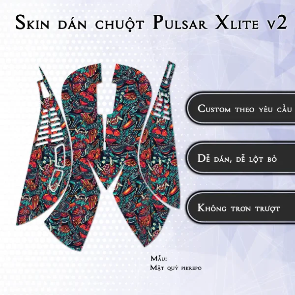 Skin dán chuột Pulsar Xlite Wireless v2 mẫu Mặt quỷ pikrepo
