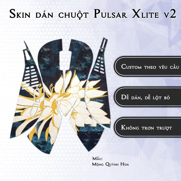 Skin dán chuột Pulsar Xlite Wireless v2 mẫu Mộng Quỳnh Hoa